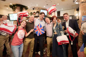 Team with kits at Grand Depart Party