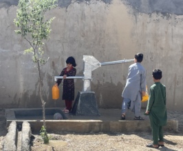 Children collecting water from the well