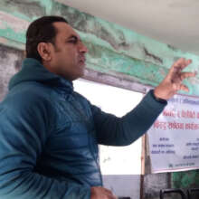 Bishnu teaching about Human Trafficking