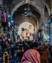 View of part of the souk in Aleppo still working