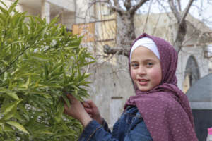 Jumana, 11, is living at an ActionAid safe center.