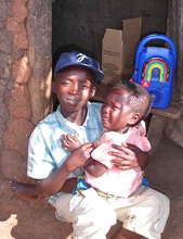 Jonathan, 11, with his sister.