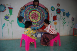 Tuich with CTC head counselor at the shelter