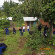 Students during tree planting on ground training