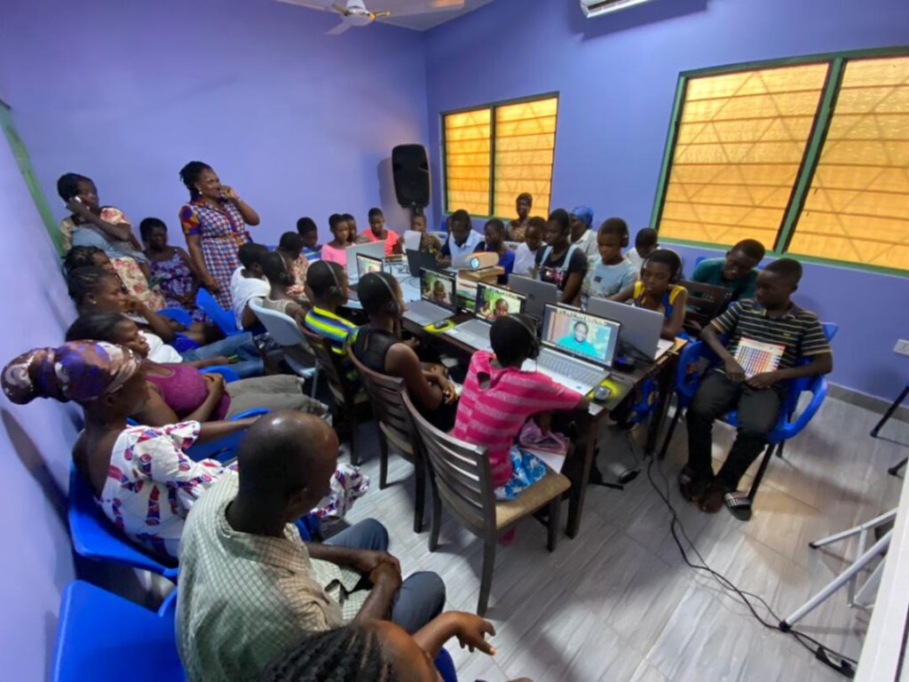 Students from Ghana attending a live session