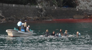 Hayden in Taiji's blood filled waters