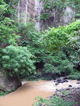 The river and bluff of these famous petroglyphs