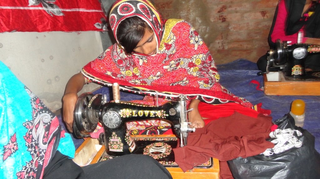 Girl skilled with sewing skills