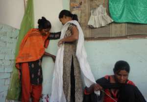 Young women sewing skills