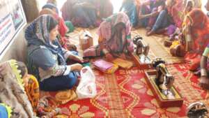 women sewing center