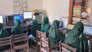 Girls in computer lab