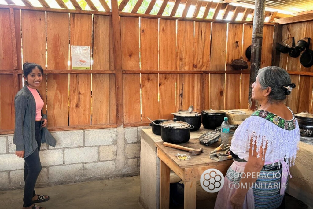 Women learn to use wood-saving cookstoves.