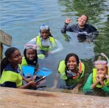 Students prepare for a mangrove snorkel with PIMS