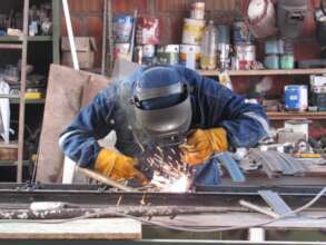 Abelardo, hard at work, in a secure welding job