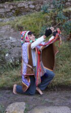 Leonel performing poetry in Quechua