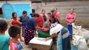 Mujeres de San Miguel Canxanil haciendo semilleros