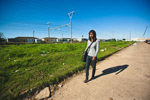 Scholar Tasneem on her way to class