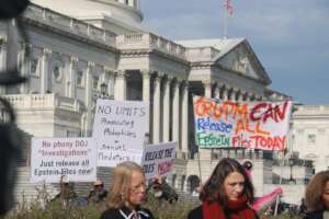 Protestors with signs