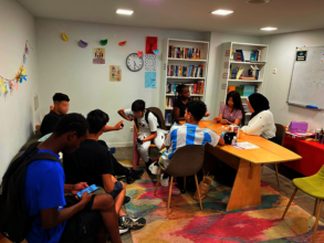Enjoying the student lounge