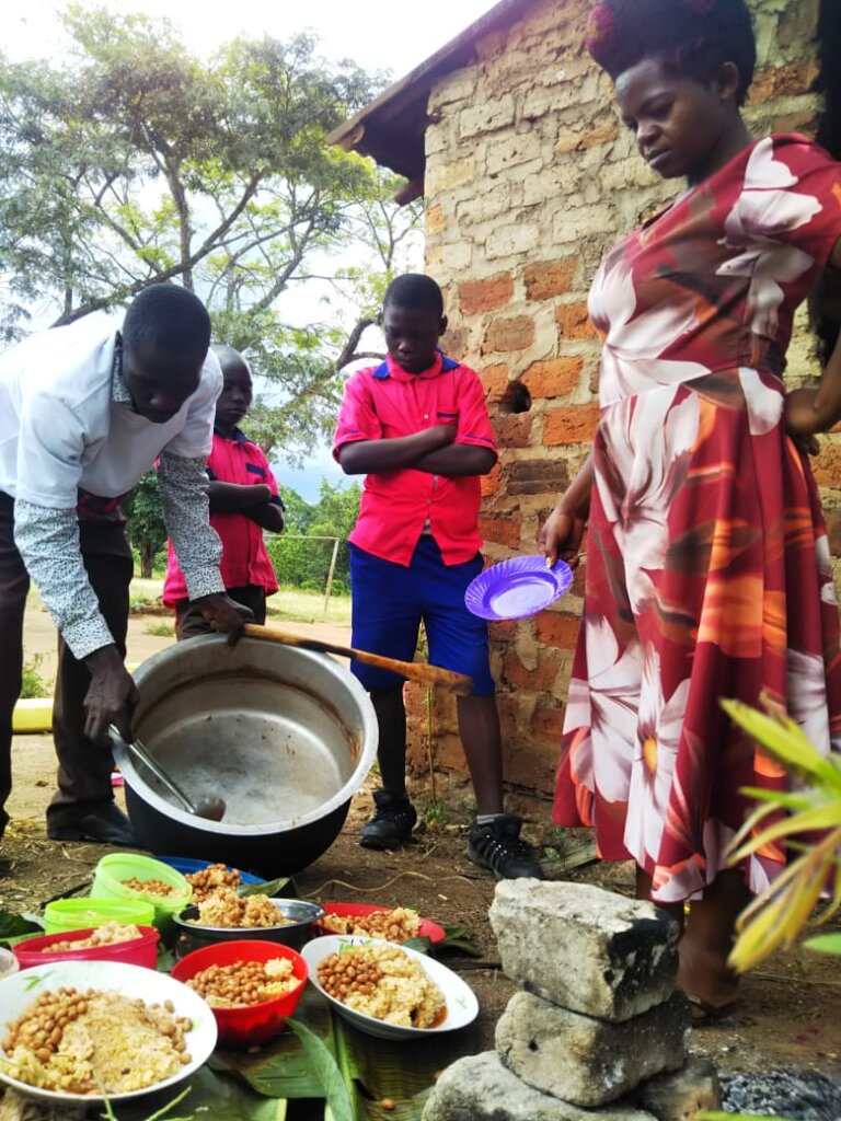 Preparing hot lunch for student.