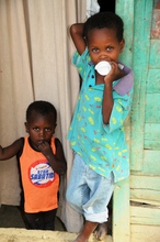 Two brothers in a village near feeding center