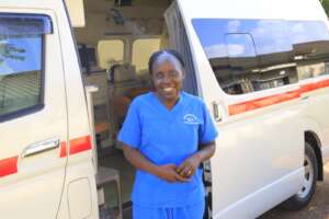 Esther with the New Ambulance.
