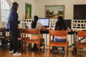 Residents in the accommodation house studying