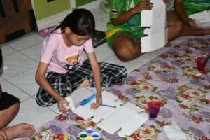 Expressing herself through art.