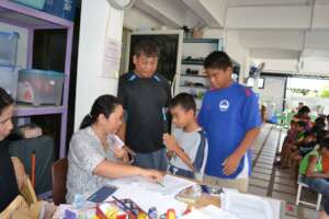 A student registering for a scholarship!