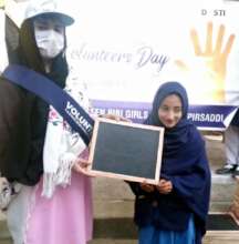 voluntary student busy in distribution