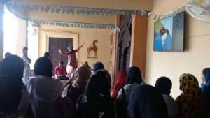 students watching the cultural performance