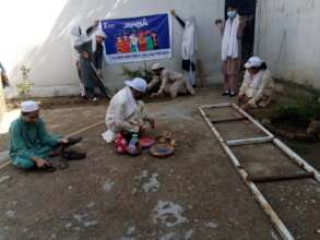 students representing different roles of labourers