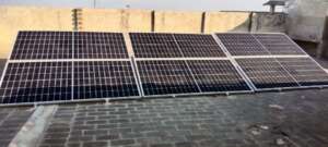 solar panels fixed on the roof