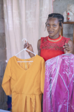 Sewing school graduate now making clothes