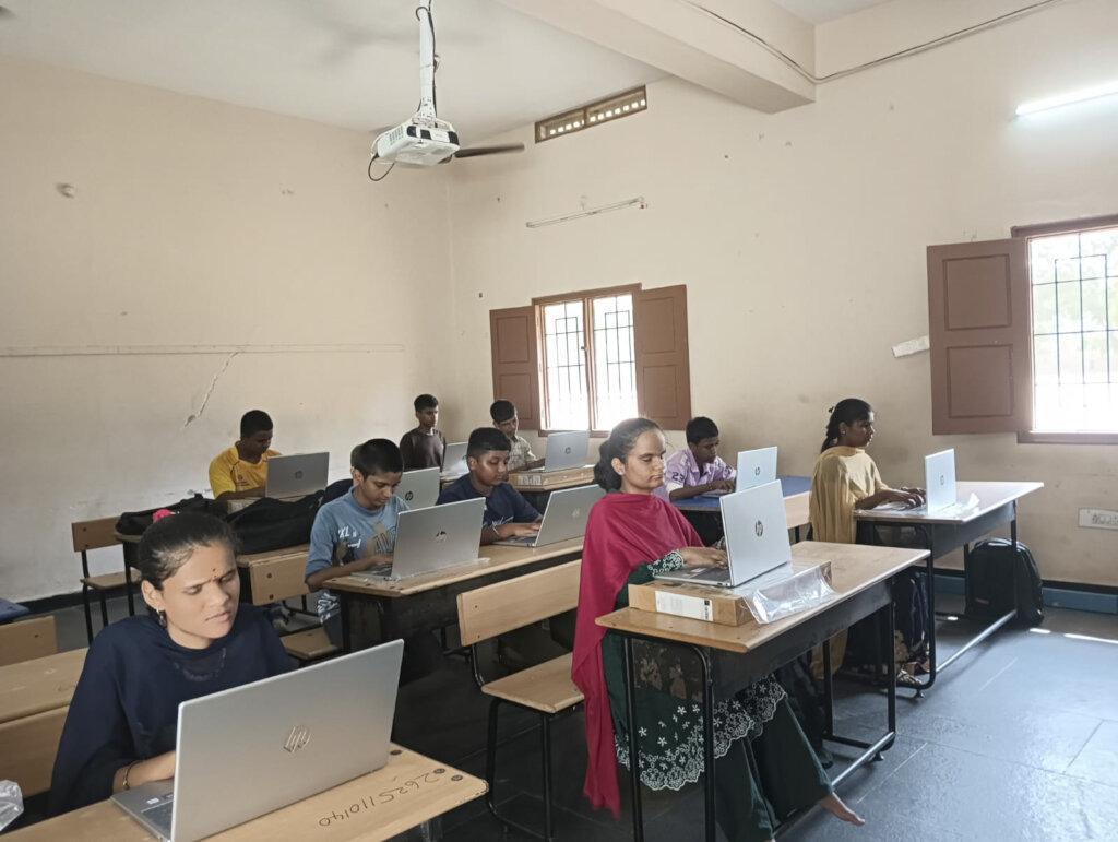 Students engaged in hands-on digital learning