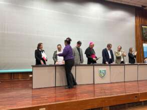 Participants receiving their certificates