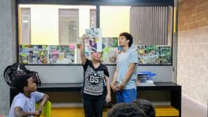 Critically reviewing collages made by participants