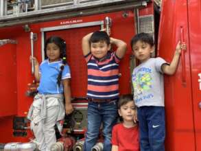 Riding the fire truck!