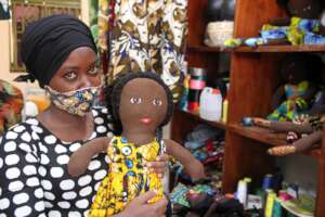 sewing workshop with African dolls