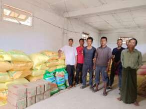 Food bank in operation at a refugee camp