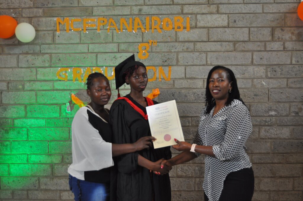 Happy at the graduation after vocational training