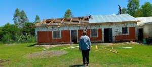 The damaged classrooms being reconstructed