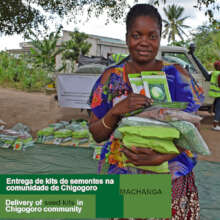 Emilia Filipe, project beneficiary, receives seeds