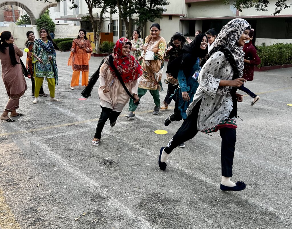 Teachers actively participating in training