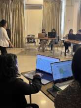 Participants learning about open data and mapping