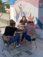 Women receiving mentoring about their business