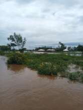 Marooned houses as people flee from them