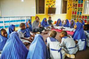 Girls learning about career goals and ambition dur