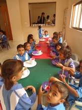 Kindergarten students in the Breakfast Room