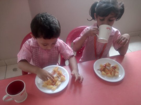Milk and fruits